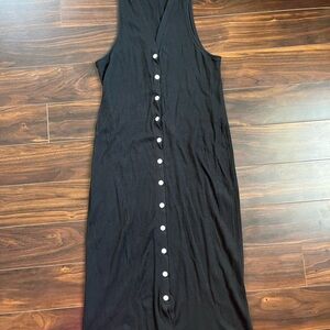 Rag & Bone Black Maxi Racerback Dress with Button Snap Detail, size L